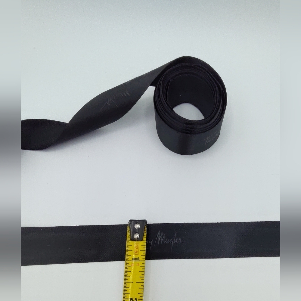 THIERRY MUGLER Logo Ribbon Black Satin 2 Yards Luxury Designer Packaging - Picture 4 of 4